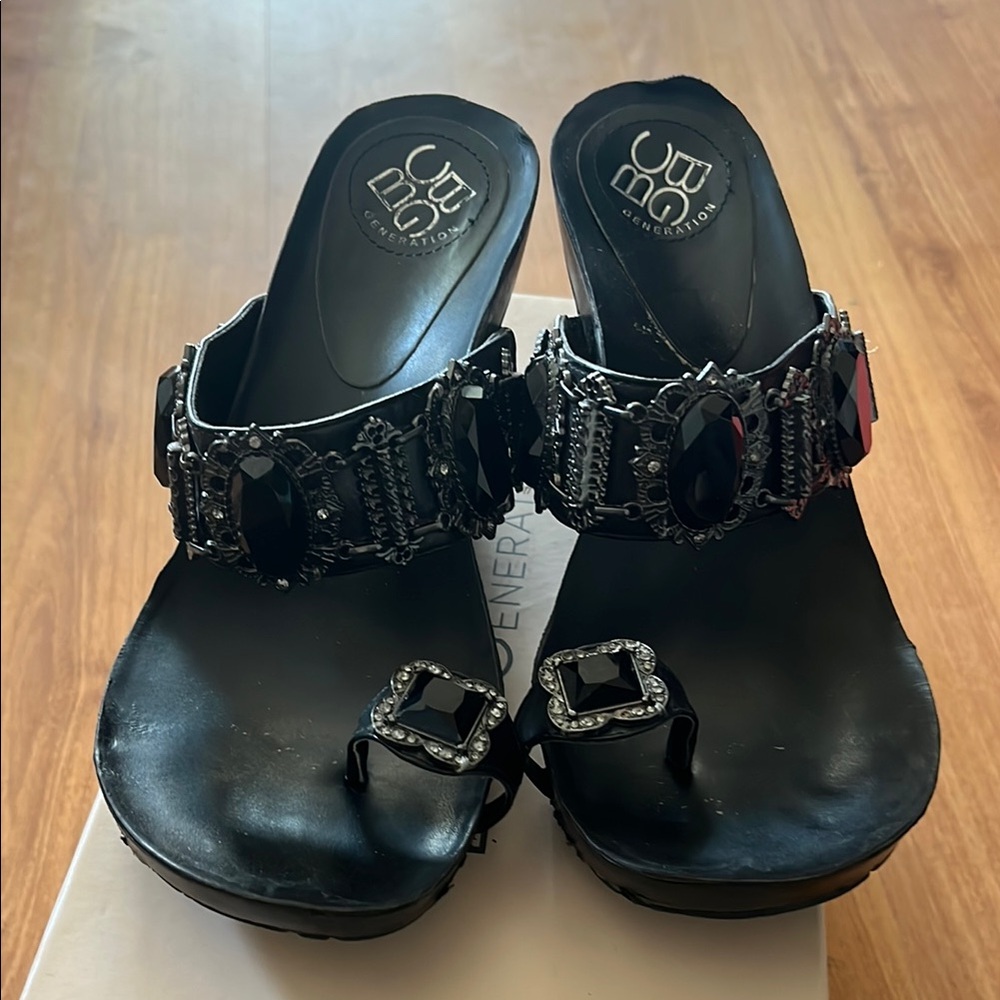 Black Embellished Women's Sandals